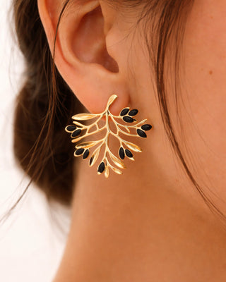 Naušnice CRNA MASLINA x gold plated