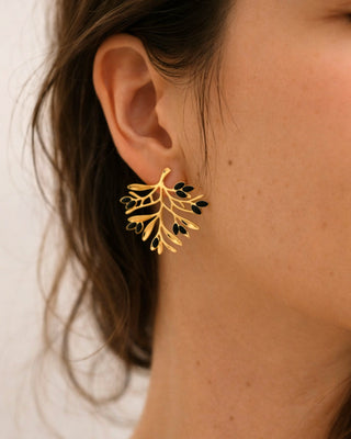 Naušnice CRNA MASLINA x gold plated