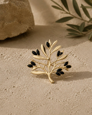 BROŠ CRNA MASLINA x gold plated