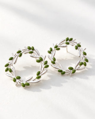 NAUŠNICE VIJENAC MASLINE x silver plated